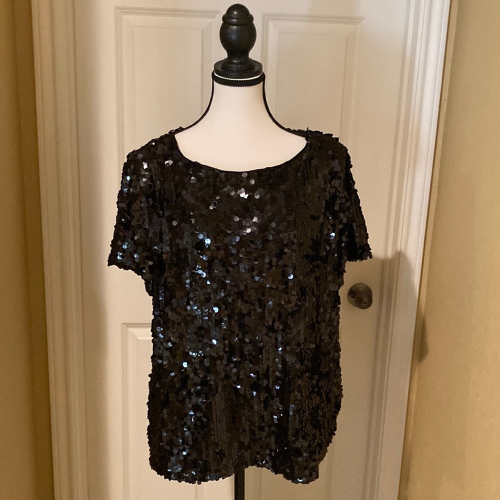 Sequined Boatneck Tee